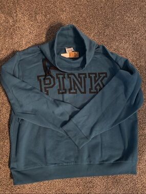 PINK Victoria's Secret Teal Woman’s Turtleneck Sweatshirt with Logo